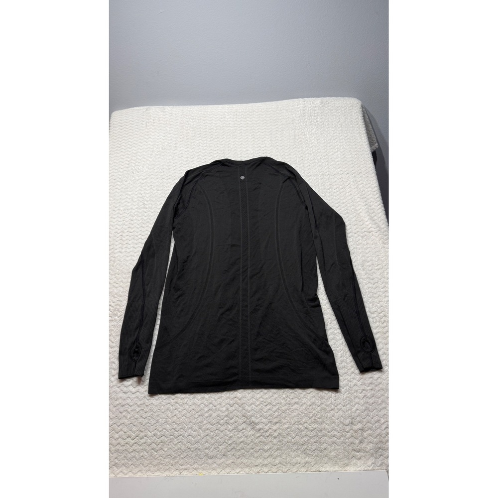Lululemon Swift Stride Long Sleeve Black Running Shirt Size xl 12 Thumbholes